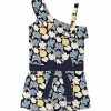 Top 10 ❤️ Trend Blossoms Dark Navy & Dusty Blue Floral Ruffle-Accent One-Shoulder Romper - 👧 Girls 🧨 -Trend Blossoms-shop zu105374453 main tm1651756968