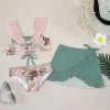 Promo 🔔 Trend Blossoms Light Pink & Dusty Turquoise Floral Ruffle-Accent Bow 👙 Bikini Set - 👧 Girls 😉 -Trend Blossoms-shop zu105412432 main tm1651258598
