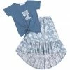Budget 🤩 Trend Blossoms Blue Floral Knot-Front Crewneck Tee & Gray Blue Floral Hi-Low 👗 Skirt - 👧 Girls 🛒 1 Budget 🤩 Trend Blossoms Blue Floral Knot-Front Crewneck Tee & Gray Blue Floral Hi-Low 👗 Skirt - 👧 Girls 🛒 -Trend Blossoms-shop zu105540621 main tm1651260569