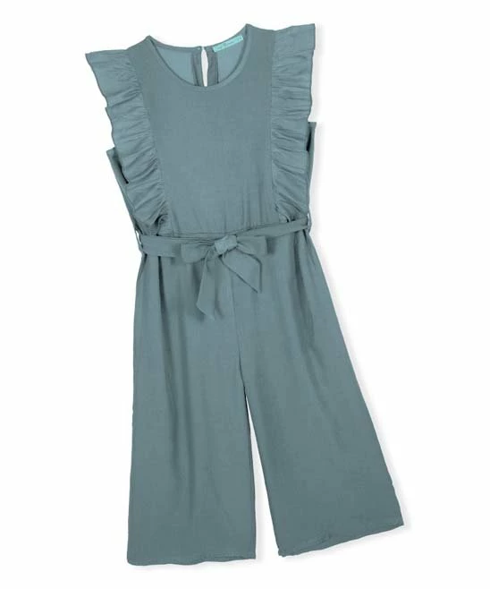 Best reviews of 👍 Trend Blossoms Smoky Blue Ruffle-Accent Tie-Waist Capri Jumpsuit - 👧 Girls 👏 4 Best reviews of 👍 Trend Blossoms Smoky Blue Ruffle-Accent Tie-Waist Capri Jumpsuit - 👧 Girls 👏 - Image 2