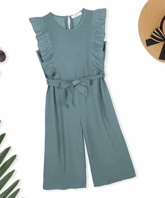 Best reviews of 👍 Trend Blossoms Smoky Blue Ruffle-Accent Tie-Waist Capri Jumpsuit - 👧 Girls 👏 3 Best reviews of 👍 Trend Blossoms Smoky Blue Ruffle-Accent Tie-Waist Capri Jumpsuit - 👧 Girls 👏