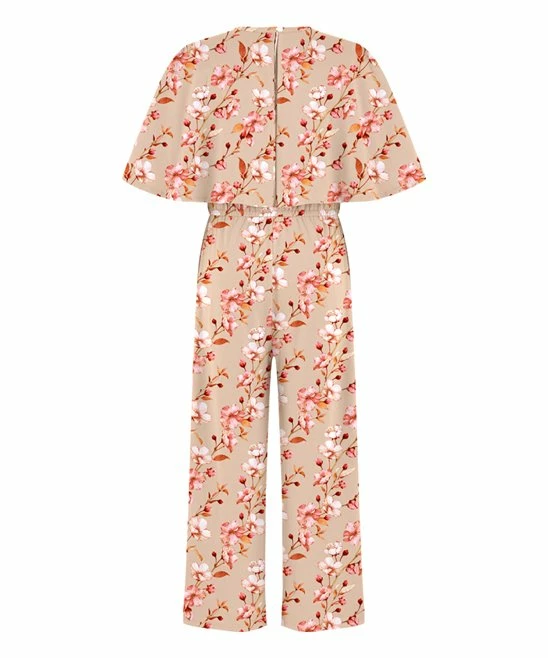 Cheap ๐ Trend Blossoms Light Apricot Floral Bow-Belt Flutter-Sleeve Jumpsuit - ๐ง Girls โค๏ธ 4 Cheap ๐ Trend Blossoms Light Apricot Floral Bow-Belt Flutter-Sleeve Jumpsuit - ๐ง Girls โค๏ธ - Image 2