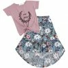 Best Sale 🎁 Trend Blossoms Mauve 'Sunshine' Knot-Hem Top & Blue Floral Hi-Low 👗 Skirt - 👧 Girls 😀 -Trend Blossoms-shop zu105707740 main tm1652282142