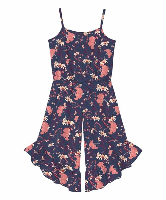 Brand new ๐ Trend Blossoms Navy & Coral Floral Ruffle-Hem Romper - ๐ง Girls ๐ 3 Brand new ๐ Trend Blossoms Navy & Coral Floral Ruffle-Hem Romper - ๐ง Girls ๐