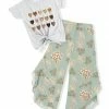 Hot Sale 🎉 Trend Blossoms White & Brown Heart Tee & Dusty Mint Floral Ruffle Pants - 👧 Girls ❤️ -Trend Blossoms-shop zu105973078 main tm1653063377
