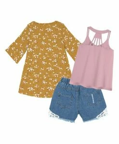 Top 10 ✨ Trend Blossoms Mustard & White Floral Cardigan Set - 👧 Girls 🥰