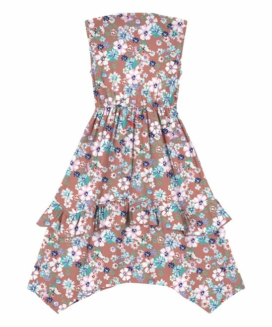 Promo ๐ Trend Blossoms Dusty Pink Floral Sleeveless Handkerchief ๐ Dress - ๐ง Girls ๐ 4 Promo ๐ Trend Blossoms Dusty Pink Floral Sleeveless Handkerchief ๐ Dress - ๐ง Girls ๐ - Image 2