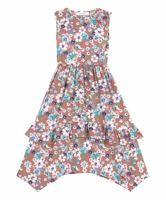 Promo ๐ Trend Blossoms Dusty Pink Floral Sleeveless Handkerchief ๐ Dress - ๐ง Girls ๐ 3 Promo ๐ Trend Blossoms Dusty Pink Floral Sleeveless Handkerchief ๐ Dress - ๐ง Girls ๐