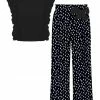 Buy 🔔 Trend Blossoms Black Angel-Sleeve Top & White Dot Bow-Accent Pants - 👧 Girls 💯 -Trend Blossoms-shop zu106506825 main tm1655237359