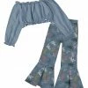 Discount ❤️ Trend Blossoms Dusty Blue Off-Shoulder Crop Top & Leaf Flare Pants - 👧 Girls 🔔 2 Discount ❤️ Trend Blossoms Dusty Blue Off-Shoulder Crop Top & Leaf Flare Pants - 👧 Girls 🔔 -Trend Blossoms-shop zu106932782 main tm1656598578