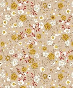 Flash Sale ✨ Trend Blossoms Beige & Mustard Floral Ruffle-Accent A-Line 👗 Dress - 👧 Girls 🌟 -Trend Blossoms-shop zu106939937 alt 2 tm1656598578