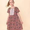 Promo 😀 Trend Blossoms Dusty Rose & Cream Floral Lace-Accent A-Line 👗 Dress - 👧 Girls 👏 -Trend Blossoms-shop zu106981059 main tm1656700472