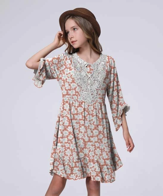 Flash Sale ๐ฅฐ Trend Blossoms Dusty Pink & White Floral Lace-Overlay A-Line ๐ Dress - ๐ง Girls ๐ 3 Flash Sale ๐ฅฐ Trend Blossoms Dusty Pink & White Floral Lace-Overlay A-Line ๐ Dress - ๐ง Girls ๐