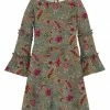 Best reviews of 🥰 Trend Blossoms Grayish Green & Pink Floral Paisley Bell-Sleeve Shift 👗 Dress - 👧 Girls 🔔