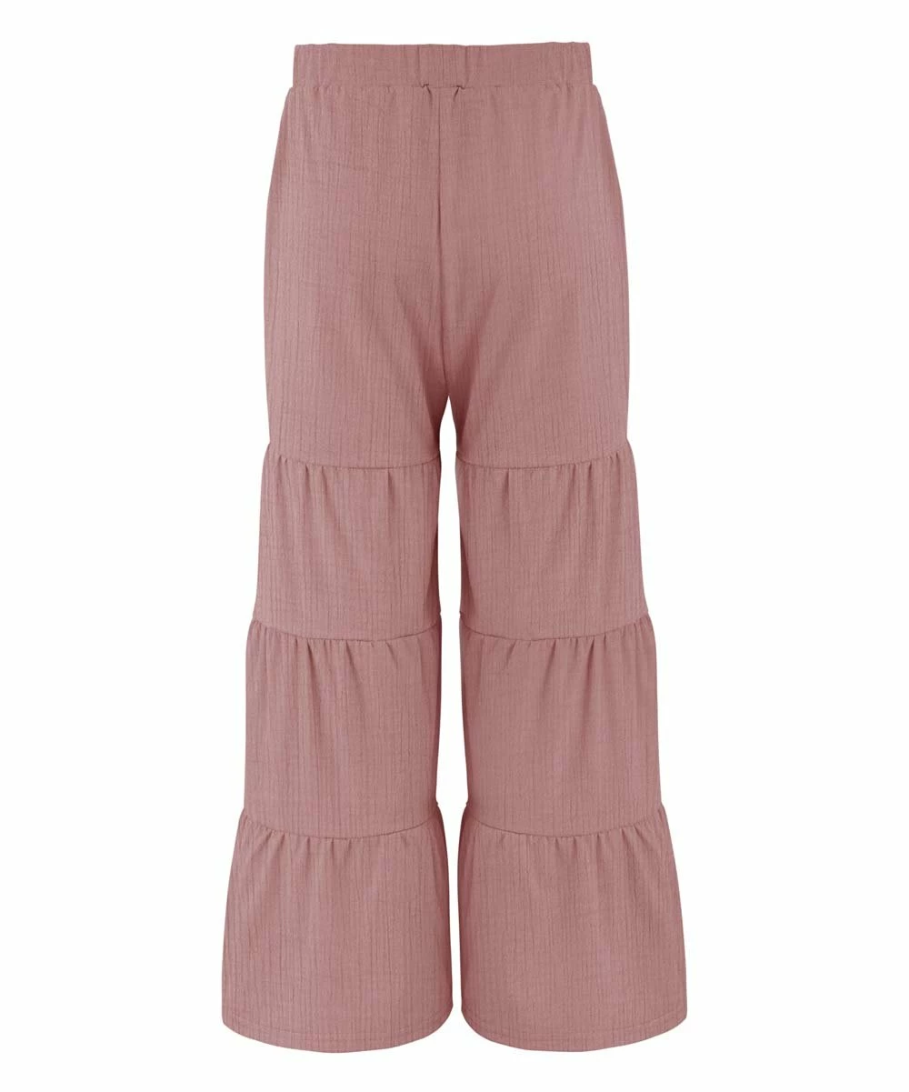 Wholesale ๐ Trend Blossoms Dusty Pink Tiered Wide-Leg Pants - ๐ง Girls ๐ 4 Wholesale ๐ Trend Blossoms Dusty Pink Tiered Wide-Leg Pants - ๐ง Girls ๐ - Image 2