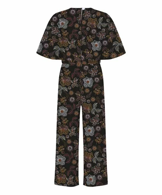 Best Pirce ๐ Trend Blossoms Black & Mustard Floral Tie-Belt Flutter-Sleeve V-Neck Jumpsuit - ๐ง Girls โ๏ธ 4 Best Pirce ๐ Trend Blossoms Black & Mustard Floral Tie-Belt Flutter-Sleeve V-Neck Jumpsuit - ๐ง Girls โ๏ธ - Image 2