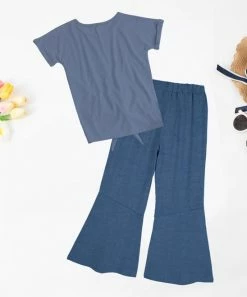 Outlet 🥰 Trend Blossoms Dusty Blue Heart Knot-Front Top & Blue Flare Pants - 👧 Girls 👍 10 Outlet 🥰 Trend Blossoms Dusty Blue Heart Knot-Front Top & Blue Flare Pants - 👧 Girls 👍 -Trend Blossoms-shop zu107258718 alt 3 tm1657295380