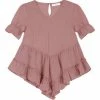 Brand new ✨ Trend Blossoms Dusty Pink Crinkle V-Neck Ruffle-Hem Tunic - 👧 Girls 👍 -Trend Blossoms-shop zu107329369 main tm1657827558