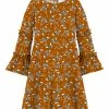 Budget 😍 Trend Blossoms Brown Floral & Polka-Dot Bell-Sleeve Shift 👗 Dress - 👧 Girls 😉 -Trend Blossoms-shop zu107335222 main tm1657827558