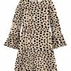 Budget 🎁 Trend Blossoms Light Tan & Black Leopard Bell-Sleeve Shift 👗 Dress - 👧 Girls 🔔 -Trend Blossoms-shop zu107335225 main tm1657827558