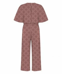 Flash Sale 😀 Trend Blossoms Dusty Rose Geometric Bow-Belt Flutter-Sleeve Jumpsuit - 👧 Girls 🎁 -Trend Blossoms-shop zu107411798 alt 1 tm1657891674
