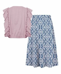 Wholesale 🔥 Trend Blossoms Dusty Pink Angel-Sleeve Top & Blue Geometric Floral Bow-Accent Maxi 👗 Skirt - 👧 Girls ⭐ 7 Wholesale 🔥 Trend Blossoms Dusty Pink Angel-Sleeve Top & Blue Geometric Floral Bow-Accent Maxi 👗 Skirt - 👧 Girls ⭐ -Trend Blossoms-shop zu107411884 alt 2 tm1657891674