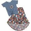 Brand new 👍 Trend Blossoms Dusty Blue Floral Knot-Front Top & Hi-Low 👗 Skirt - 👧 Girls 🎉 -Trend Blossoms-shop zu107411888 main tm1657891674