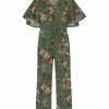 Brand new ✨ Trend Blossoms Green Floral & Polka Dot Bow-Belt Flutter-Sleeve Jumpsuit - 👧 Girls ⌛ -Trend Blossoms-shop zu107411889 main tm1657891674