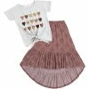 Flash Sale ⭐ Trend Blossoms White Hearts Knot-Front Top & Dusty Rose Geometric Hi-Low 👗 Skirt - 👧 Girls 🔥 -Trend Blossoms-shop zu107416714 main tm1657891674