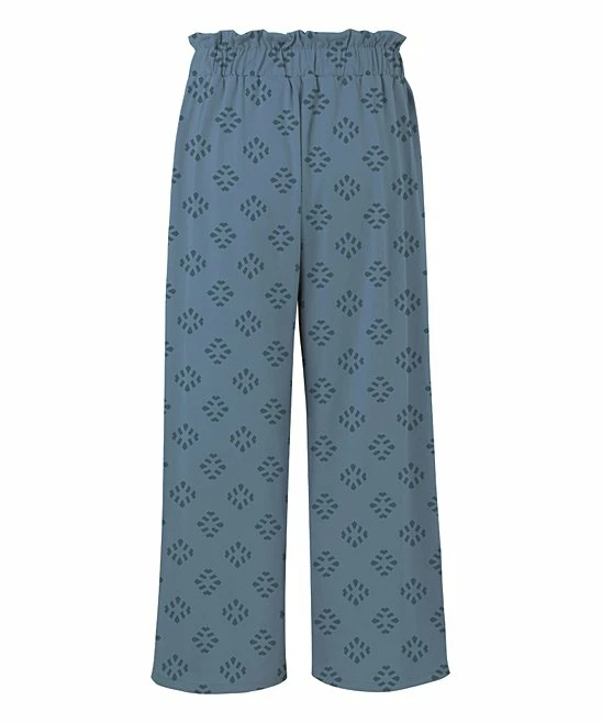 Best Sale ๐ Trend Blossoms Dusty Blue Geometric Bow-Accent Wide-Leg Pants - ๐ง Girls ๐ 4 Best Sale ๐ Trend Blossoms Dusty Blue Geometric Bow-Accent Wide-Leg Pants - ๐ง Girls ๐ - Image 2