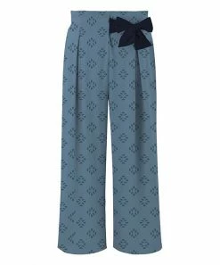 Best Sale 👍 Trend Blossoms Dusty Blue Geometric Bow-Accent Wide-Leg Pants - 👧 Girls 🎉