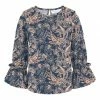 Best Sale 🧨 Trend Blossoms Navy & Light Coral Paisley Poet-Sleeve Crewneck Top - 👧 Girls 💯 -Trend Blossoms-shop zu107501433 main tm1658260917