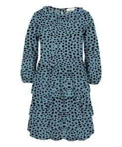 Brand new 👏 Trend Blossoms Blue & Black Cheetah Bishop-Sleeve A-Line 👗 Dress - 👧 Girls 🔥