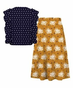 Best reviews of 🔔 Trend Blossoms Navy Polka Dot Angel-Sleeve Top & Dark Mustard Floral Wrap 👗 Skirt - 👧 Girls ❤️ -Trend Blossoms-shop zu107508134 alt 2 tm1658260917