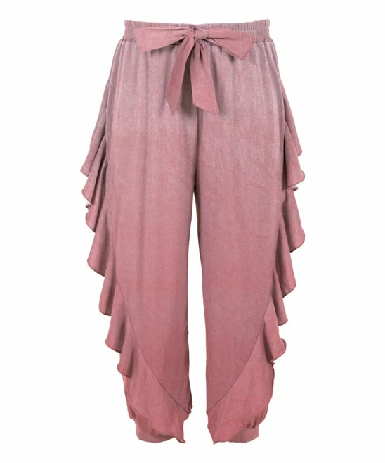 Discount 🛒 Trend Blossoms Pink Velvet Ruffle-Accent Bow-Belt Joggers - 👧 Girls 🛒 3 Discount 🛒 Trend Blossoms Pink Velvet Ruffle-Accent Bow-Belt Joggers - 👧 Girls 🛒