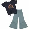 New ⌛ Trend Blossoms Dark Navy Rainbow Knot-Front Top & Flare Pants - 👧 Girls 🛒 -Trend Blossoms-shop zu107606319 main tm1658753466