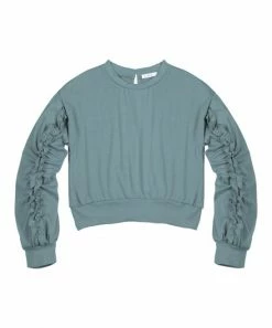 Promo ✔️ Trend Blossoms Dusty Turquoise Ruffle Long-Sleeve Top - 👧 Girls 🔥