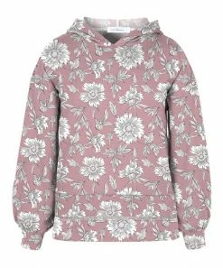 Hot Sale 🎉 Trend Blossoms Dusty Pink & White Floral Puff-Sleeve Hoodie - 👧 Girls 🌟