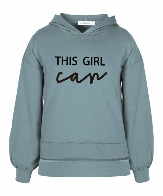 Buy 🥰 Trend Blossoms Dusty Turquoise 'This Girl Can' Puff-Sleeve Hoodie - 👧 Girls 👏 3 Buy 🥰 Trend Blossoms Dusty Turquoise 'This Girl Can' Puff-Sleeve Hoodie - 👧 Girls 👏