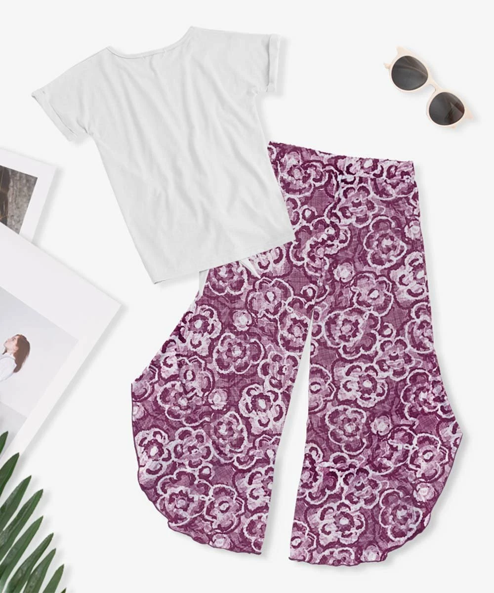 Best Pirce ๐ Trend Blossoms White Heart Knot-Hem Tee & Dusty Orchid Floral Wide-Leg Pants - ๐ง Girls ๐งจ 4 Best Pirce ๐ Trend Blossoms White Heart Knot-Hem Tee & Dusty Orchid Floral Wide-Leg Pants - ๐ง Girls ๐งจ - Image 2