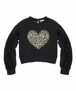 Best reviews of 🛒 Trend Blossoms Black Leopard-Fill Heart Sweatshirt - 👧 Girls ❤️