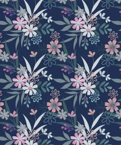 Deals 🛒 Trend Blossoms Navy & Light Pink Floral Ruffle-Neck Tie-Waist Sleeveless Jumpsuit - 👧 Girls 🥰 -Trend Blossoms-shop zu107944961 alt 2 tm1659716272