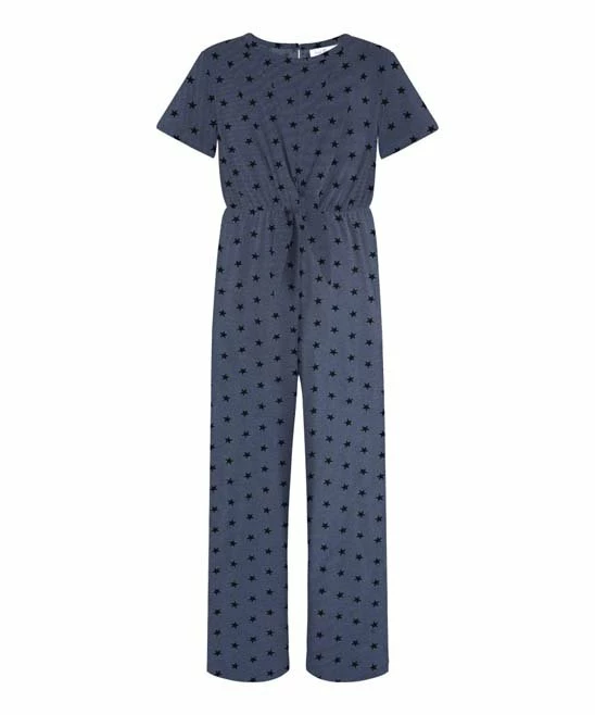 Cheap ๐ Trend Blossoms Dark Blue & Black Star Twist-Front Jumpsuit - ๐ง Girls โค๏ธ 3 Cheap ๐ Trend Blossoms Dark Blue & Black Star Twist-Front Jumpsuit - ๐ง Girls โค๏ธ
