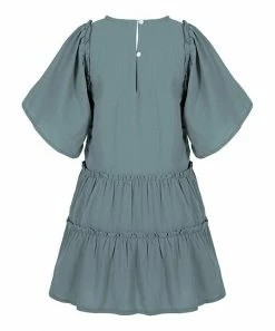 Cheap 😍 Trend Blossoms Dusty Turquoise Bell-Sleeve A-Line 👗 Dress - 👧 Girls 🥰 -Trend Blossoms-shop zu108072588 alt 1 tm1660136068
