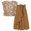Coupon ✨ Trend Blossoms Light Brown Floral Angel-Sleeve Top & Bow-Accent Maxi 👗 Skirt - 👧 Girls 👍 -Trend Blossoms-shop zu108161040 main tm1660226208