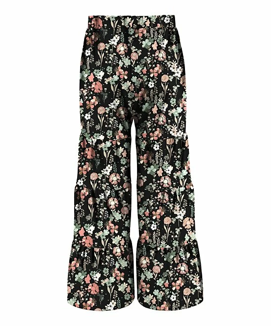 Best Sale ๐ฅฐ Trend Blossoms Black & Dusty Pink Floral Tiered Flare Pants - ๐ง Girls โ๏ธ 4 Best Sale ๐ฅฐ Trend Blossoms Black & Dusty Pink Floral Tiered Flare Pants - ๐ง Girls โ๏ธ - Image 2