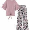 Coupon ๐ Trend Blossoms Dusty Pink Knot-Hem Bell-Sleeve Top & Dusty Pink Floral Wide-Leg Pants - ๐ง Girls ๐ฅฐ 1 Coupon ๐ Trend Blossoms Dusty Pink Knot-Hem Bell-Sleeve Top & Dusty Pink Floral Wide-Leg Pants - ๐ง Girls ๐ฅฐ -Trend Blossoms-shop zu108166225 main tm1660226208