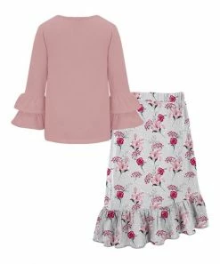 Brand new 😉 Trend Blossoms Dusty Pink Long-Sleeve Top & Gray Floral Asymmetrical 👗 Skirt - 👧 Girls ❤️ -Trend Blossoms-shop zu108199016 alt 1 tm1660589251