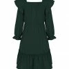 New 🔔 Trend Blossoms Dark Green Ruffle-Accent Long-Sleeve A-Line 👗 Dress - 👧 Girls 😀 -Trend Blossoms-shop zu108205157 main tm1660589251