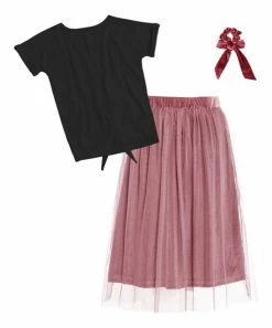 Cheapest 🎉 Trend Blossoms Black Knot-Front Tee Set - 👧 Girls 🌟 -Trend Blossoms-shop zu108205160 alt 1 tm1660589251